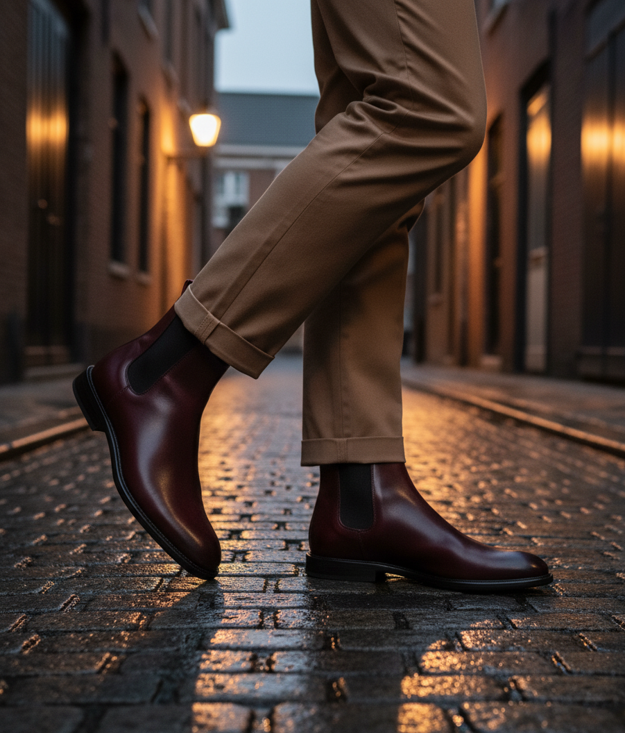 Bota 1002 Caballero Becerro Vino Suela Cuero