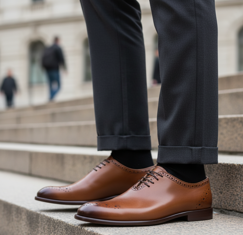 Zapato 1030 Caballero Becerro Café Brown Suela Cuero