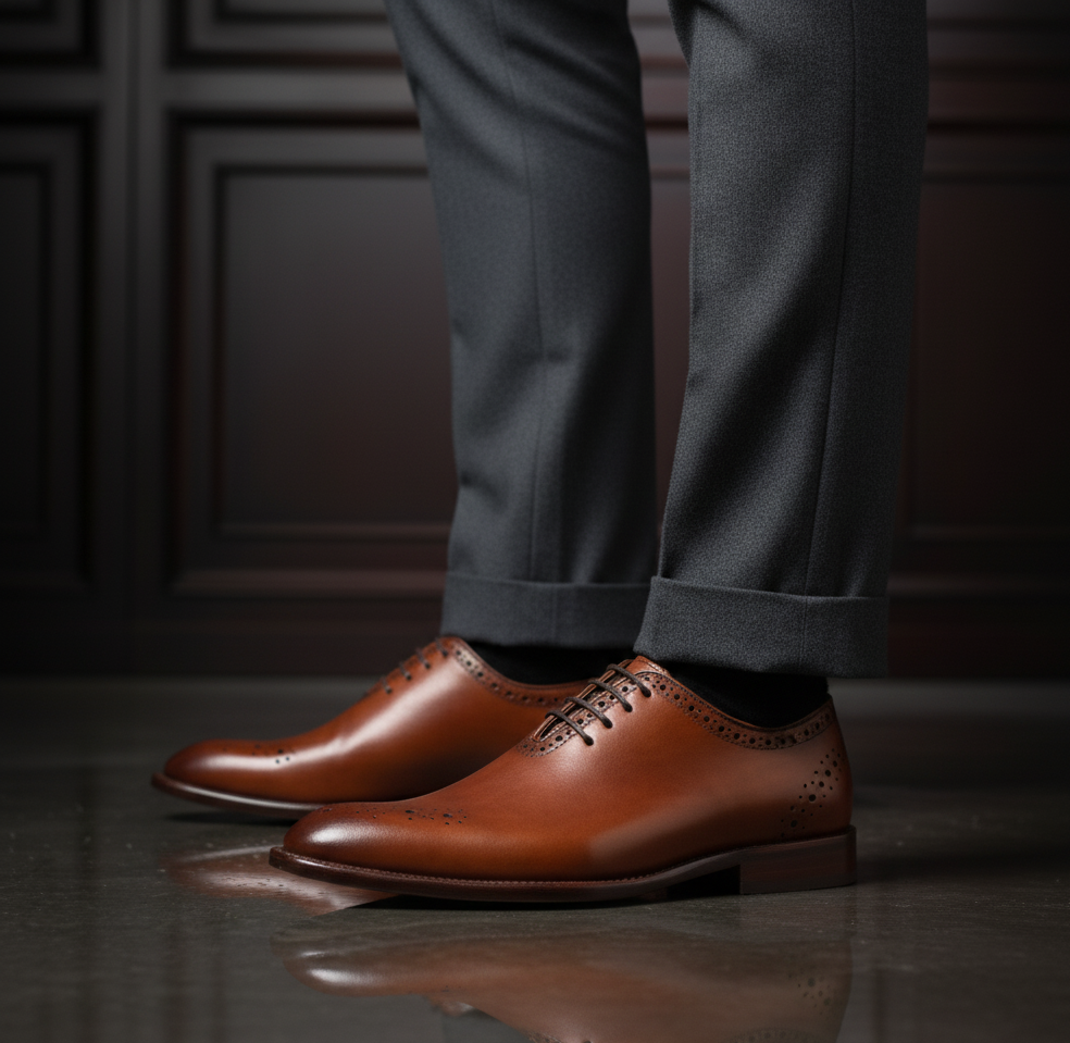 Zapato 1030 Caballero Becerro Café Capuchino Suela Cuero XL