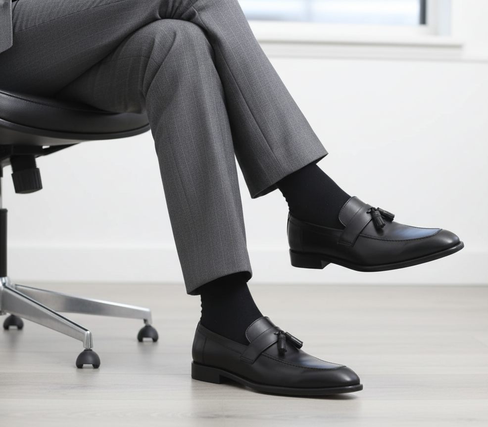 Zapato 1095-B Caballero Becerro Negro Suela Cuero XL