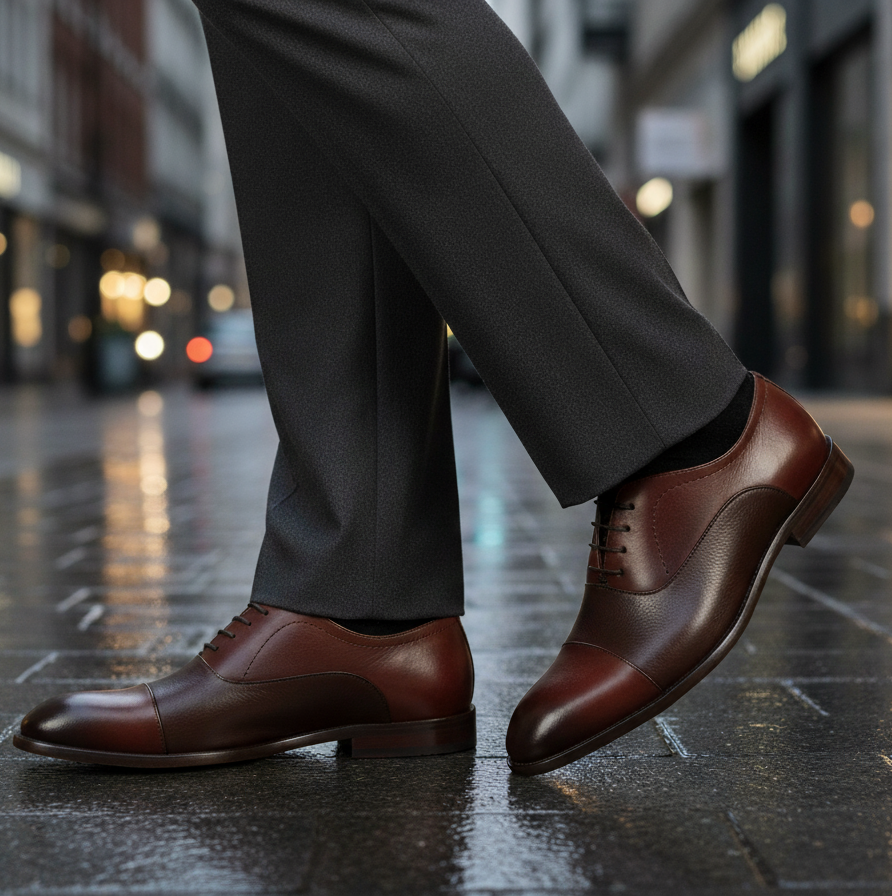 Zapato 1101 Caballero Becerro Café Capuchino Flotter Suela Cuero