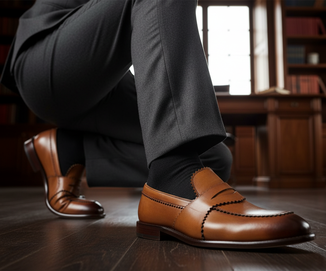 Zapato 1106 Caballero Becerro Miel Suela Cuero