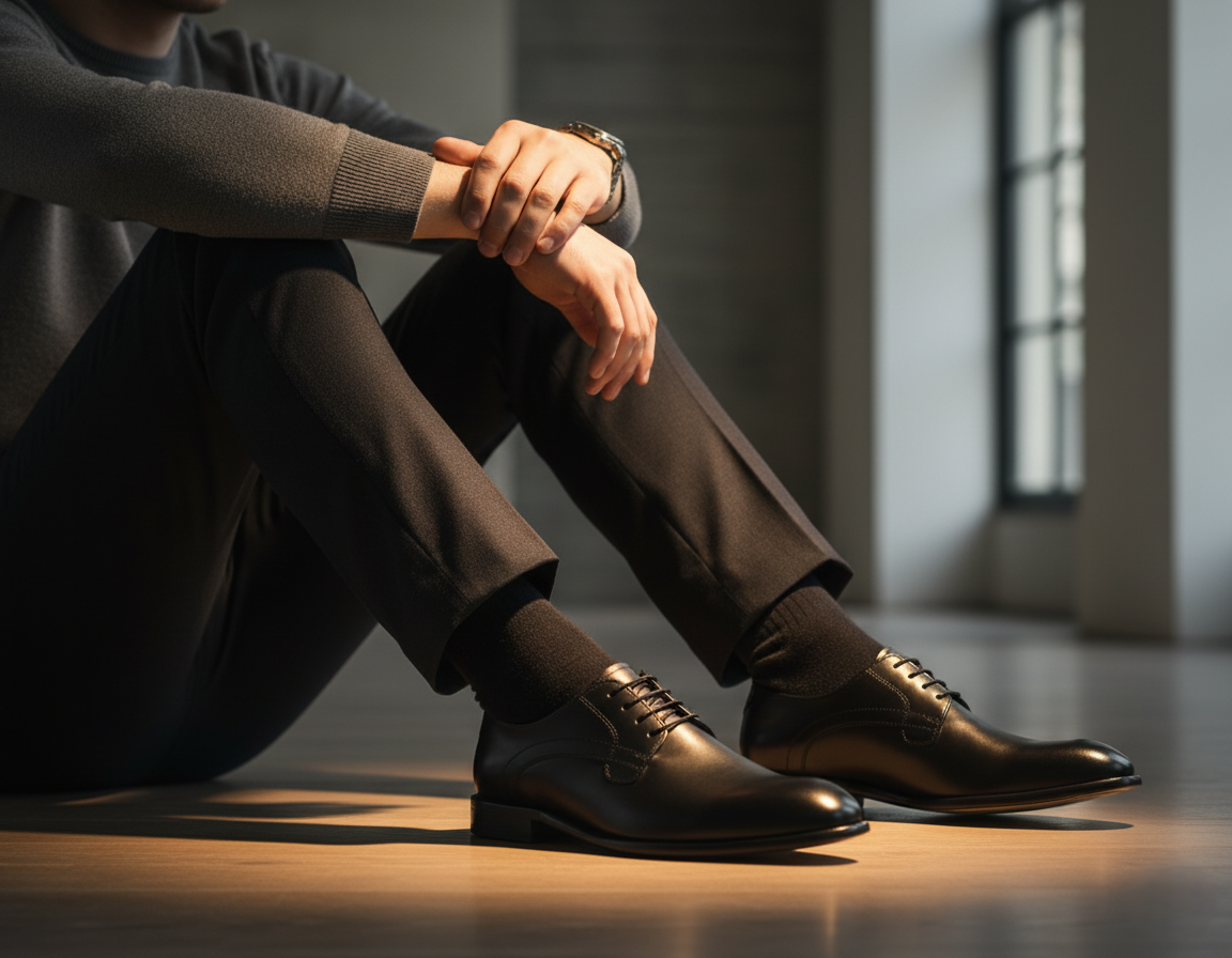 Zapato 1107 Caballero Becerro Negro Suela Cuero