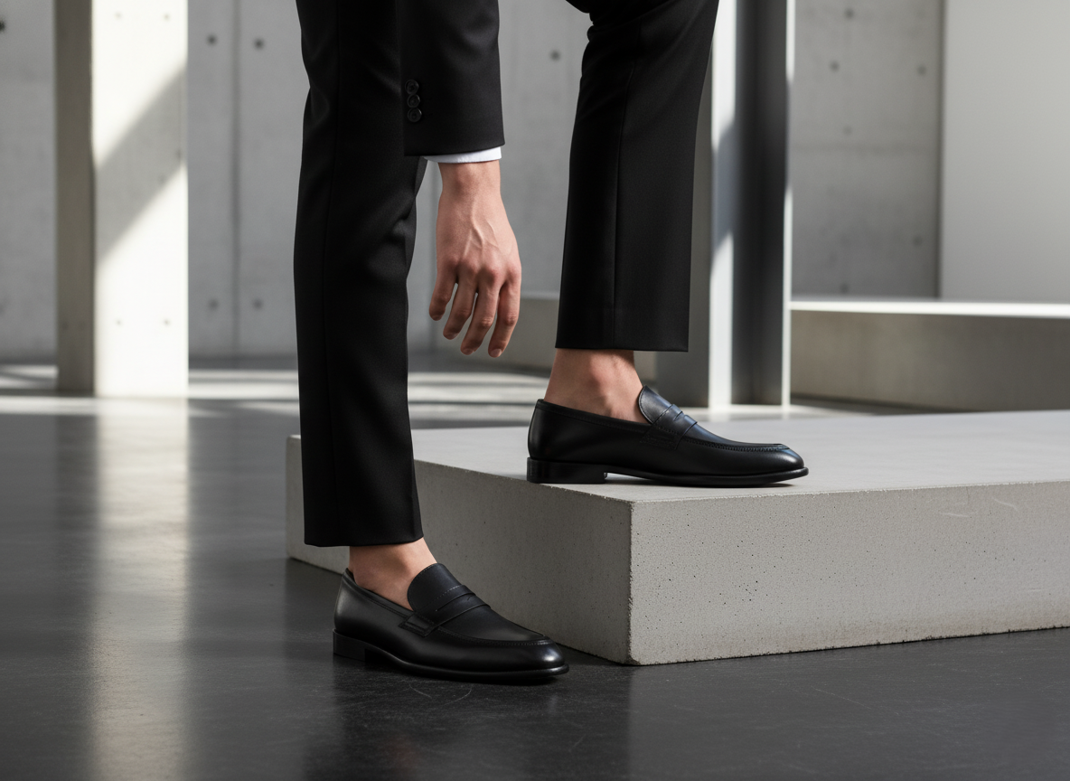 Zapato 1109 Caballero Becerro Negro Suela Cuero