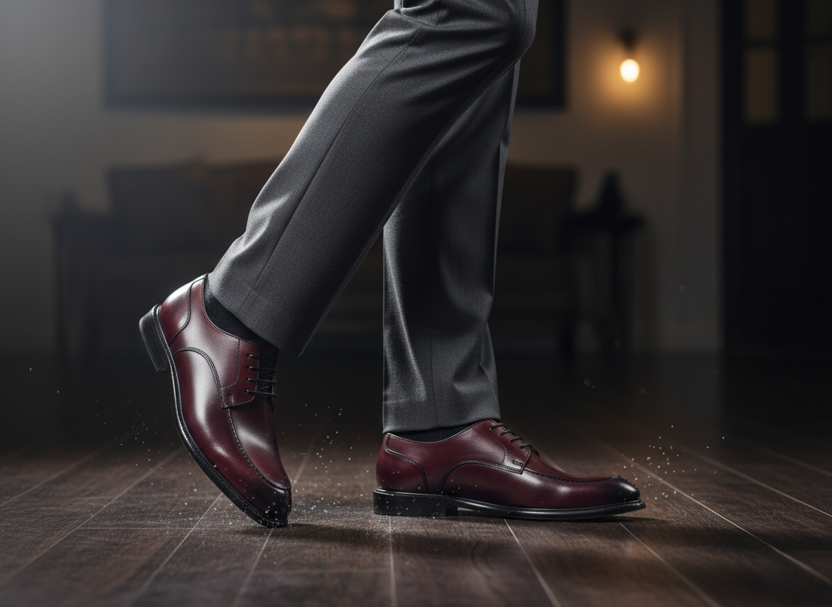 Zapato 1111 Caballero Becerro Vino Suela Cuero