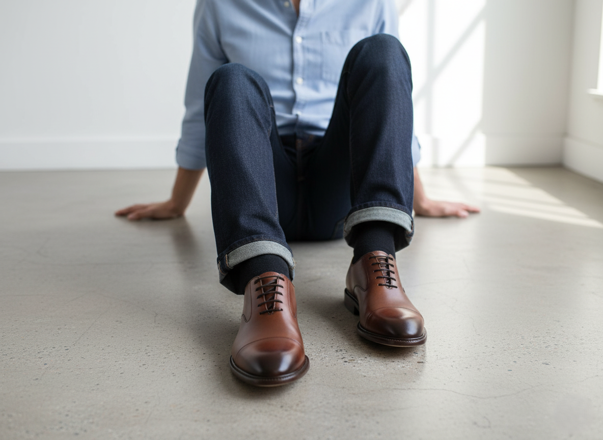 Zapato 1112 Caballero Becerro Café Capuchino Suela Cuero