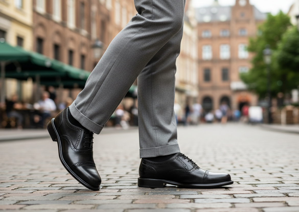 Zapato 2102 Caballero Camaleón Negro Suela Cuero
