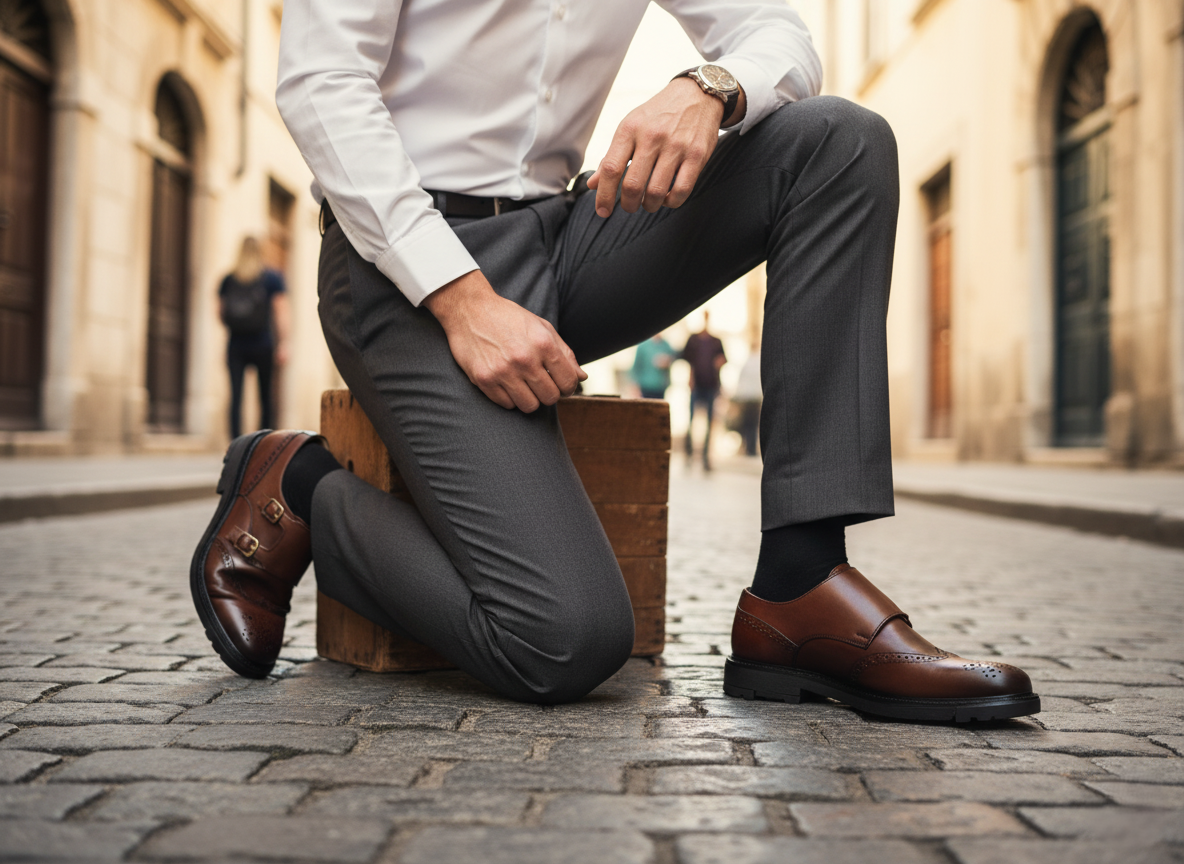 Zapato 8023 Caballero Becerro Café Capuchino Suela TR