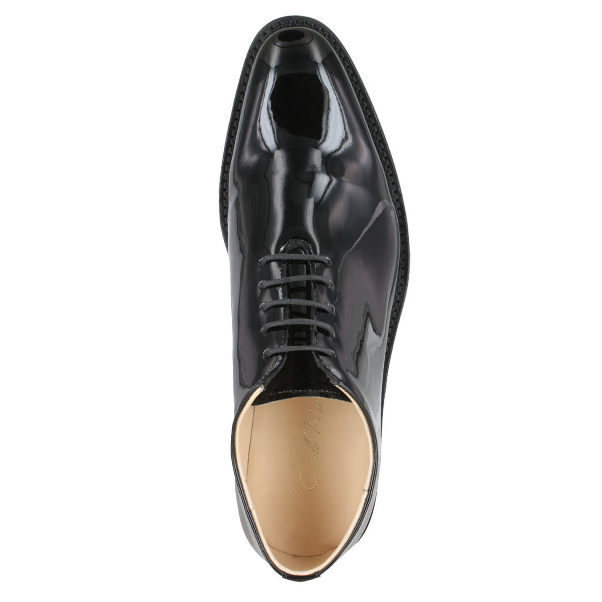 Zapato 1009 Caballero Charol Negro Suela Cuero