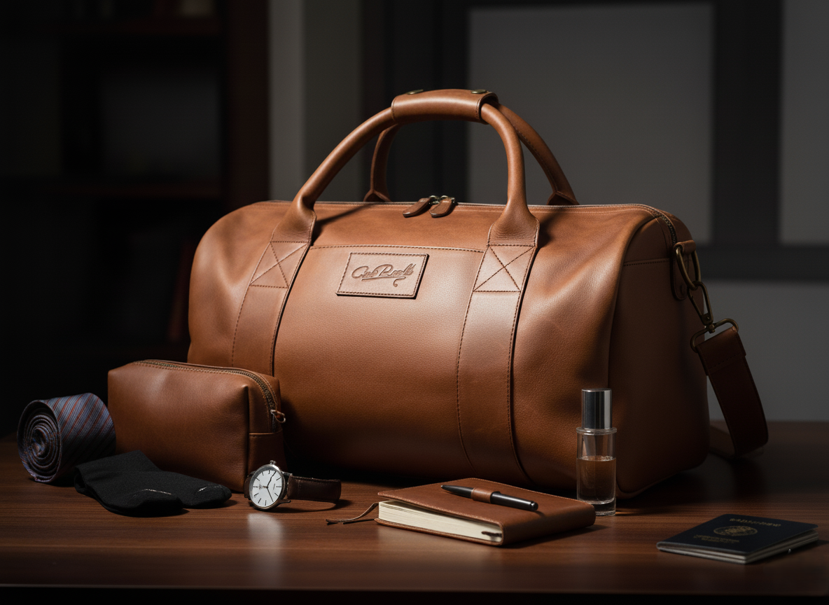 Duffel Bag / Maleta de Viaje Piel Res Premium Café Brown con Efectos