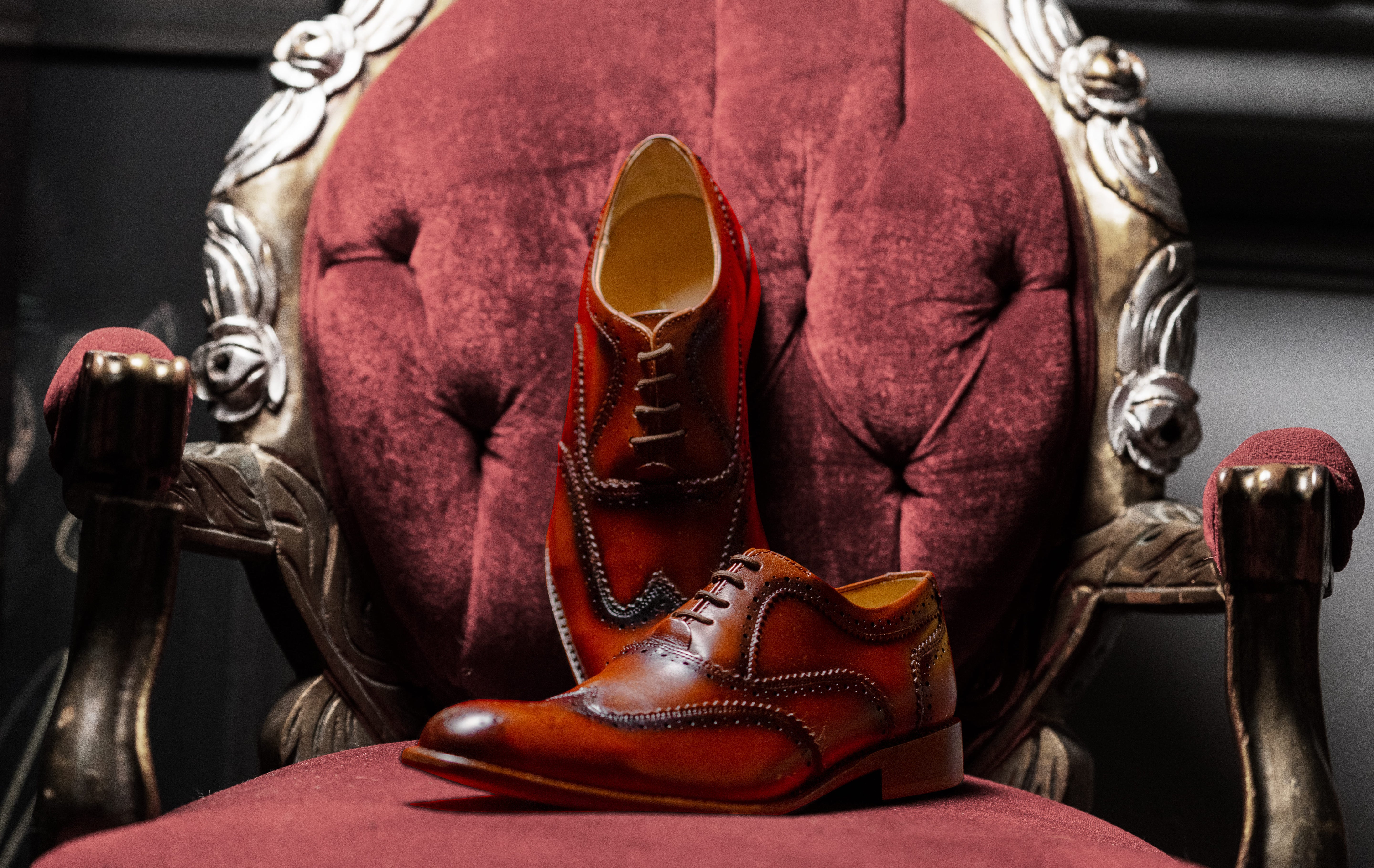 Zapato 1038 Caballero Becerro Café Capuchino Sombreado Suela Cuero XL