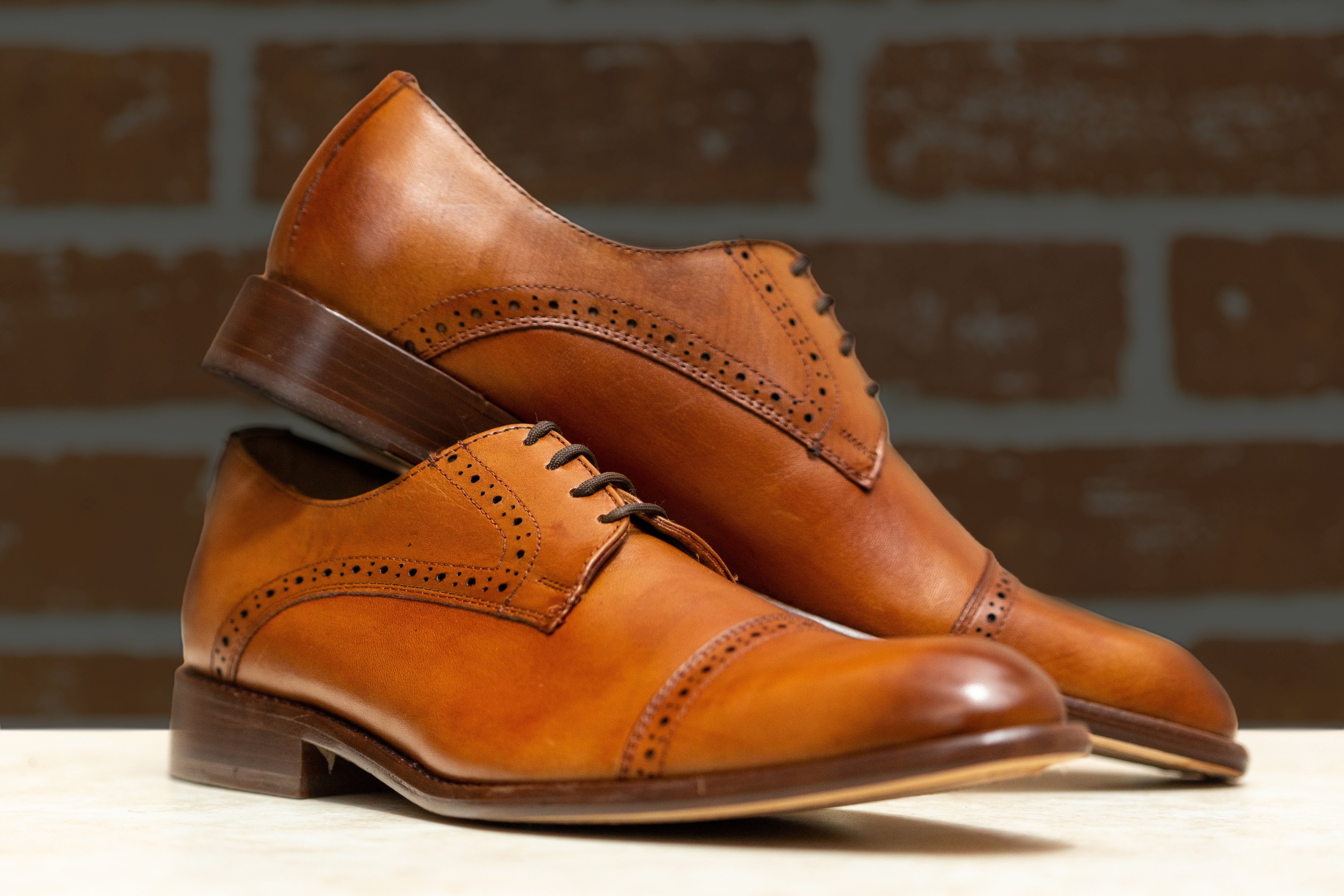 Zapato 1096 Caballero Becerro Café Brown Suela Cuero