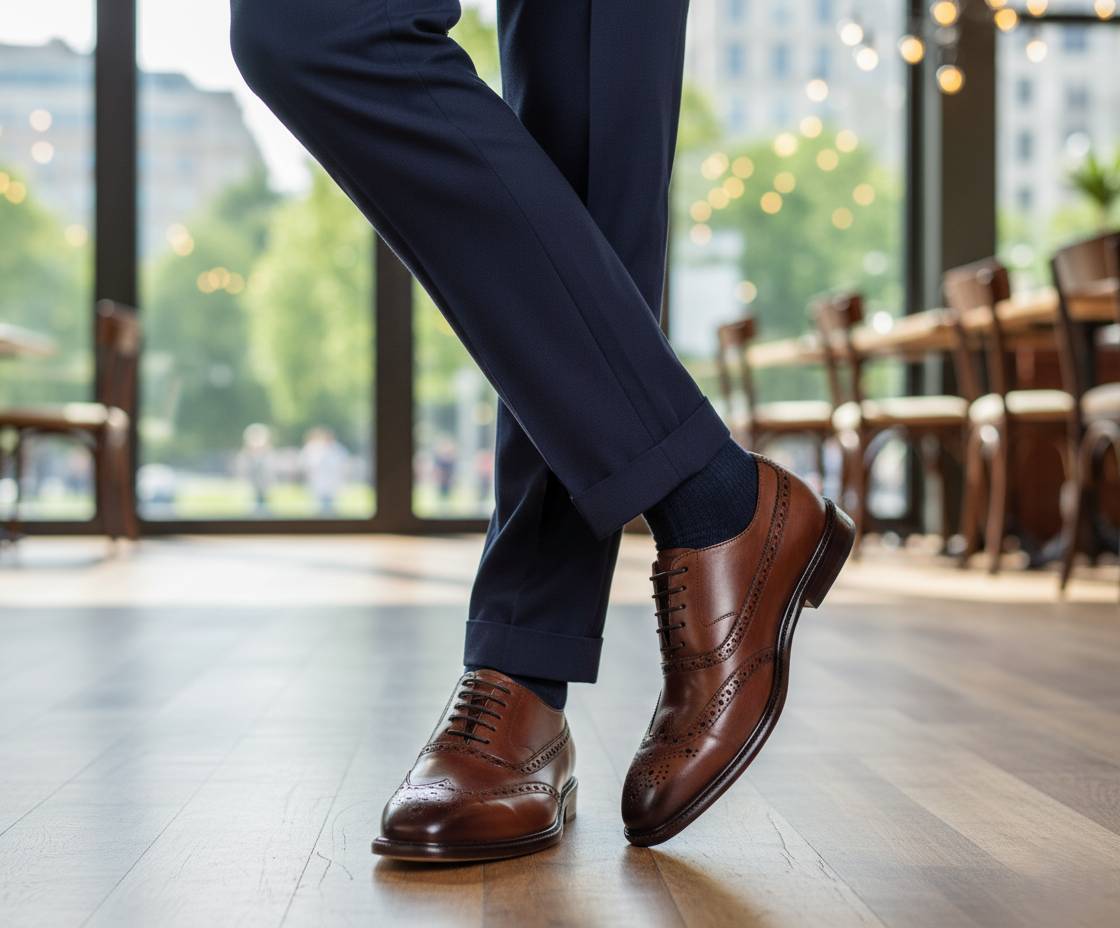 Zapato 1210 Caballero Becerro Café Capuchino Suela Cuero