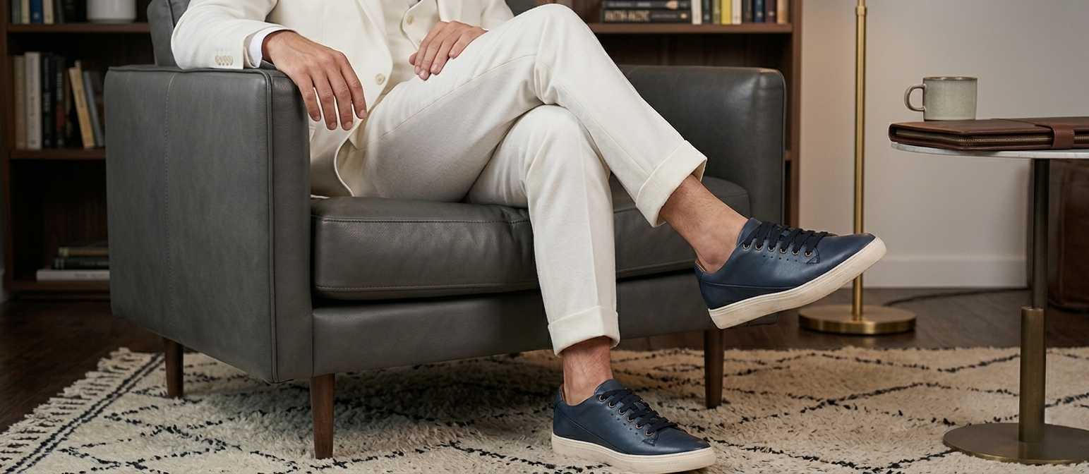 Tenis 08 Caballero Mestizo Liso Azul Marino Suela TR