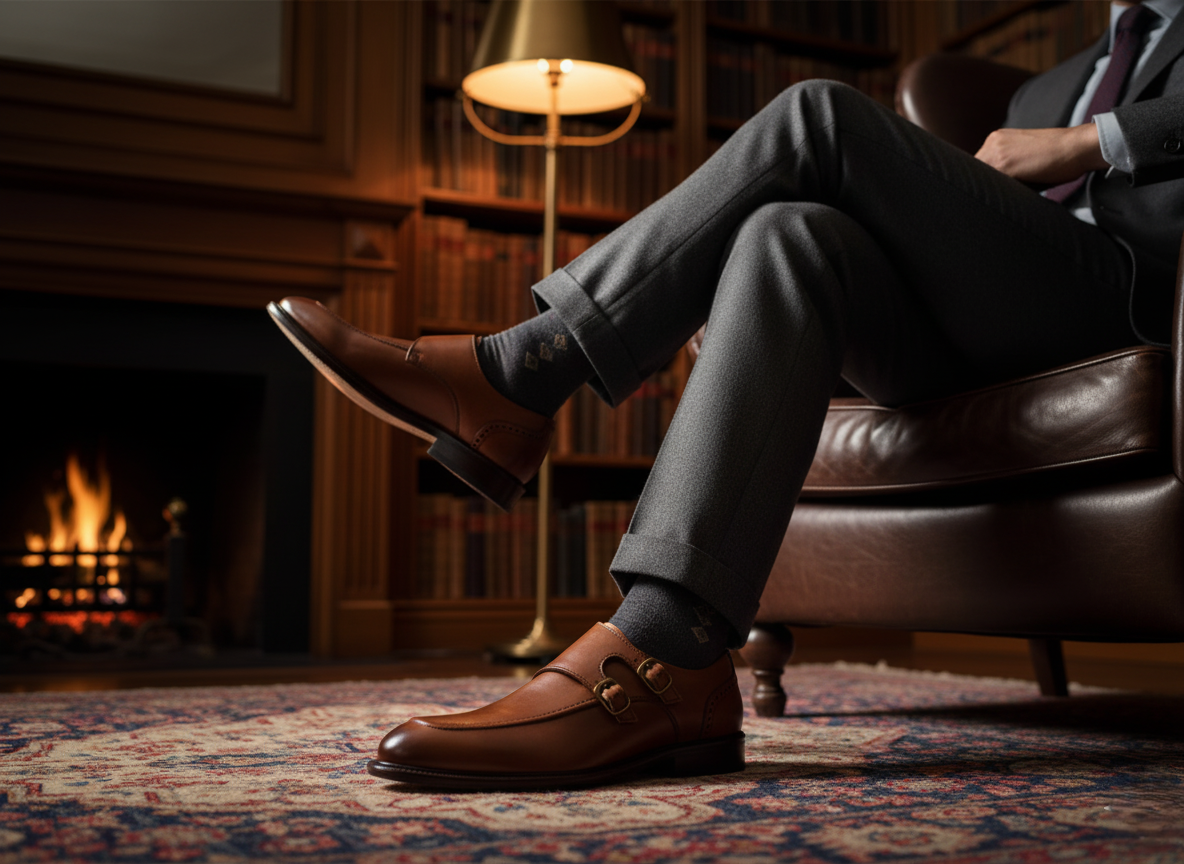 Zapato 1118 Caballero Becerro Miel Suela Cuero