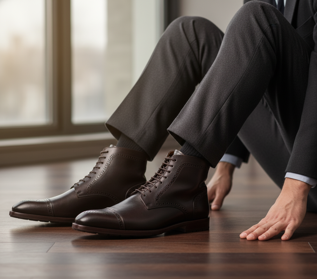 Bota 097705 Caballero Becerro Café Bordeux Suela Injerto