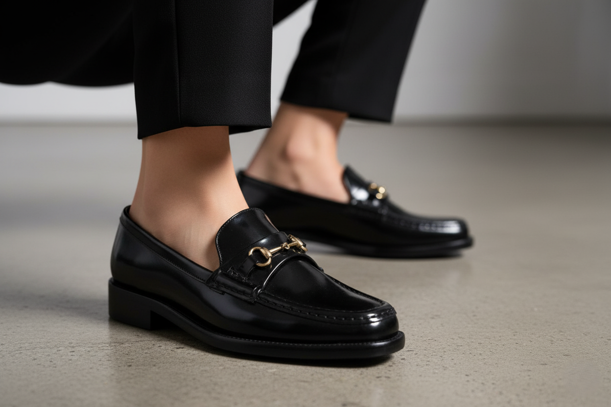 Zapato 1209 Dama Camaleón Negro Suela Cuero Injerto