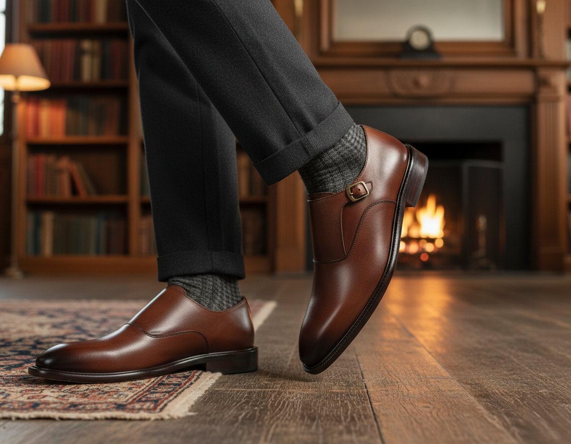 Zapato 1208 Caballero Becerro Café Capuchino Suela Cuero