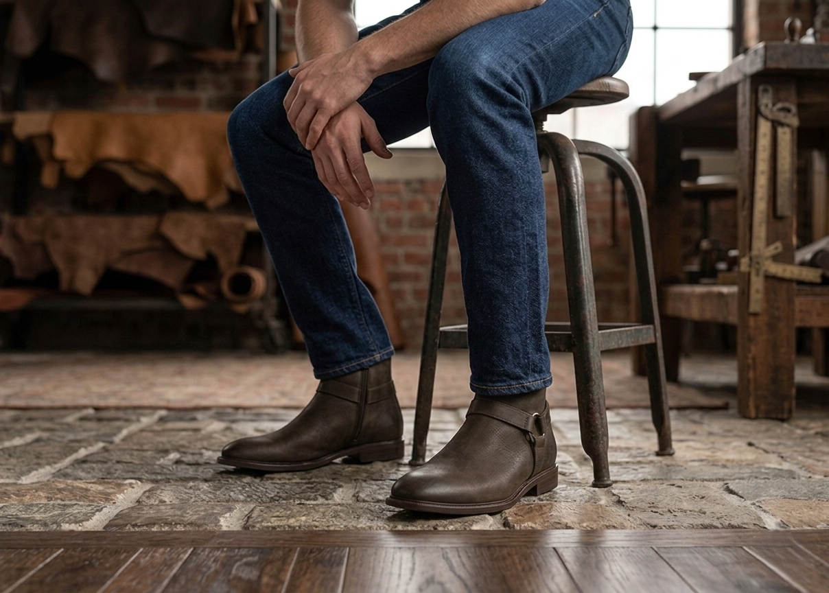 Bota 1007 Caballero Crazy Café Sombreado Suela Cuero