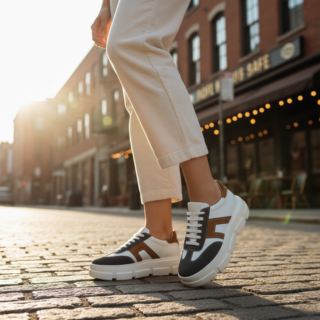 Tenis 07 Dama Trento Blanco Nobuck Gris/Arena Suela TR