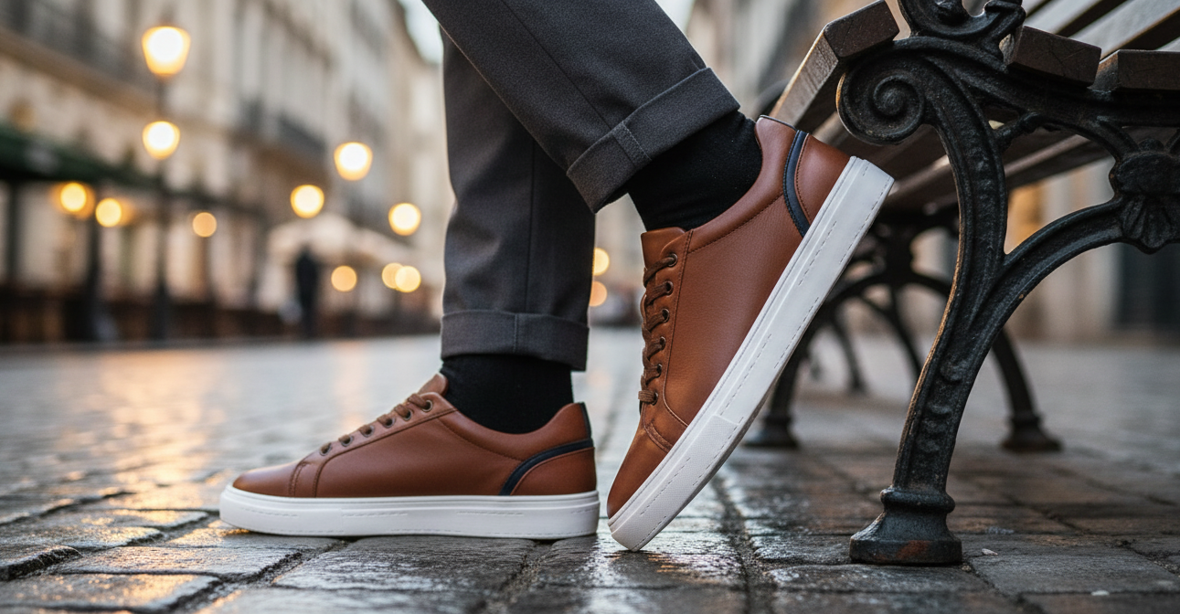 Tenis 02 Caballero Mestizo Liso Brown/Azul Marino Suela TR