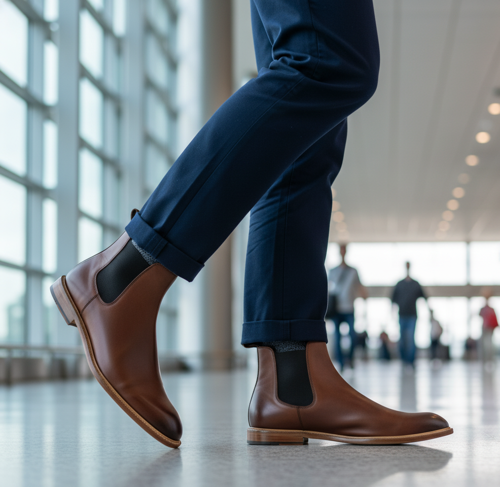 Bota 1002 Caballero Becerro Café Capuchino Suela Canto Natural XL