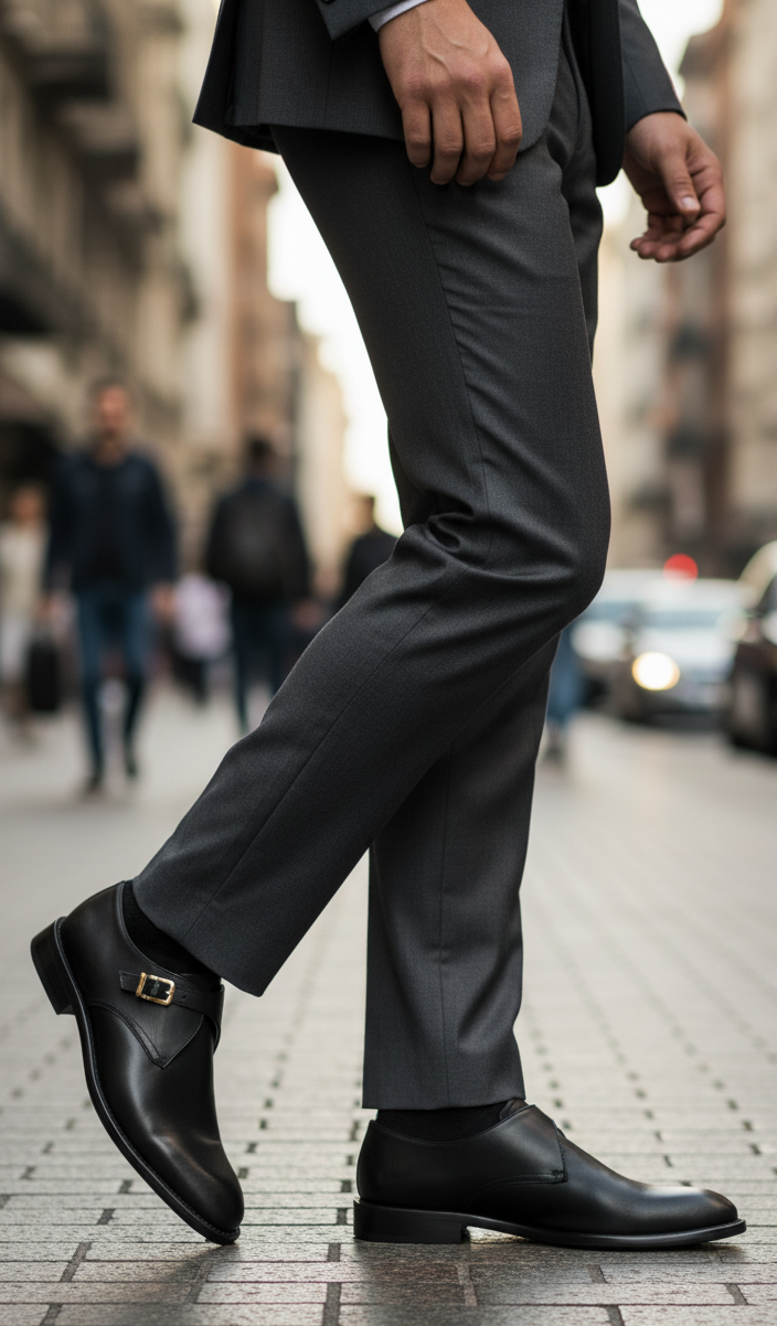 Zapato 1015 Caballero Becerro Negro Suela Cuero Injerto