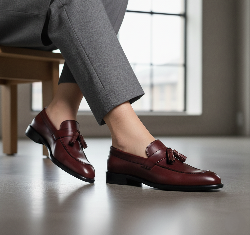 Zapato 1095-B Dama Becerro Vino Suela Cuero