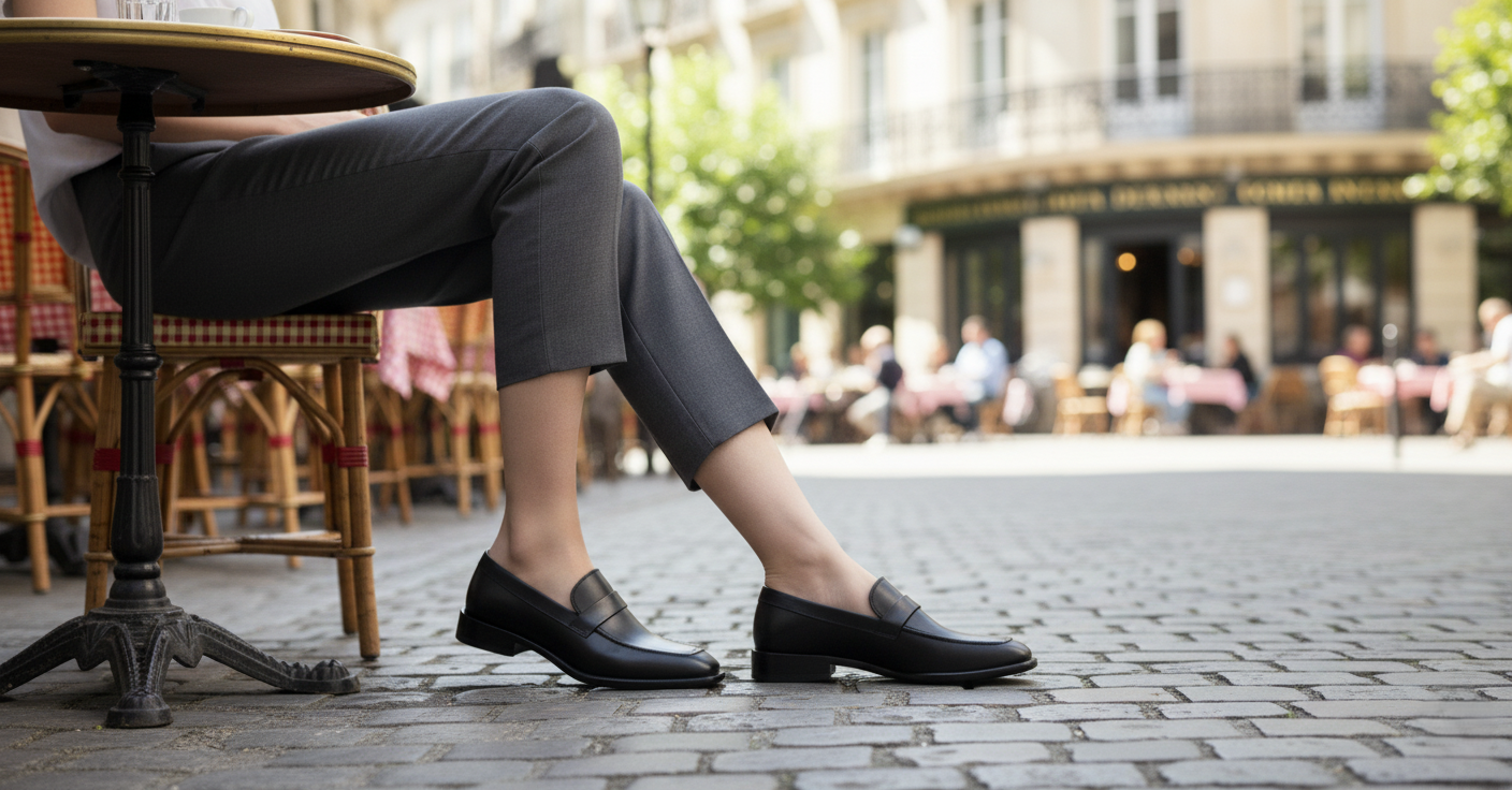 Zapato 1201 Dama Becerro Negro Suela Cuero