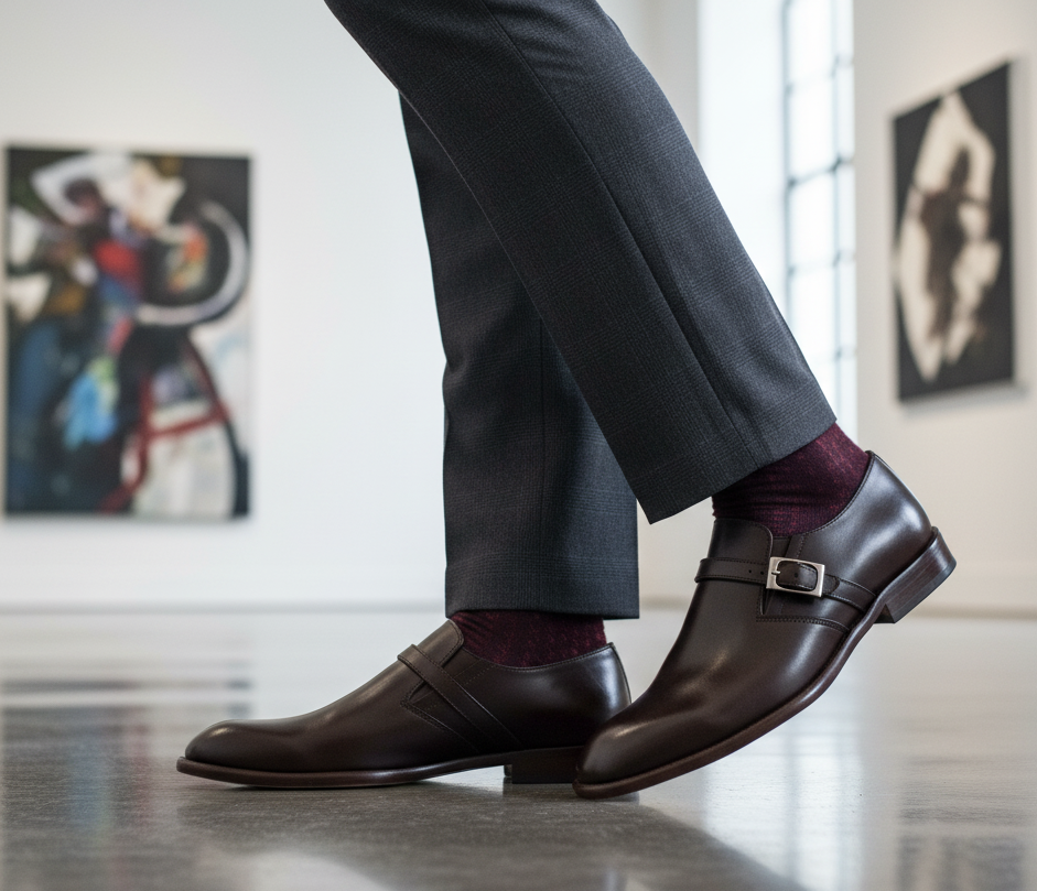 Zapato 1003 Caballero Becerro Café Bordeux Suela Cuero