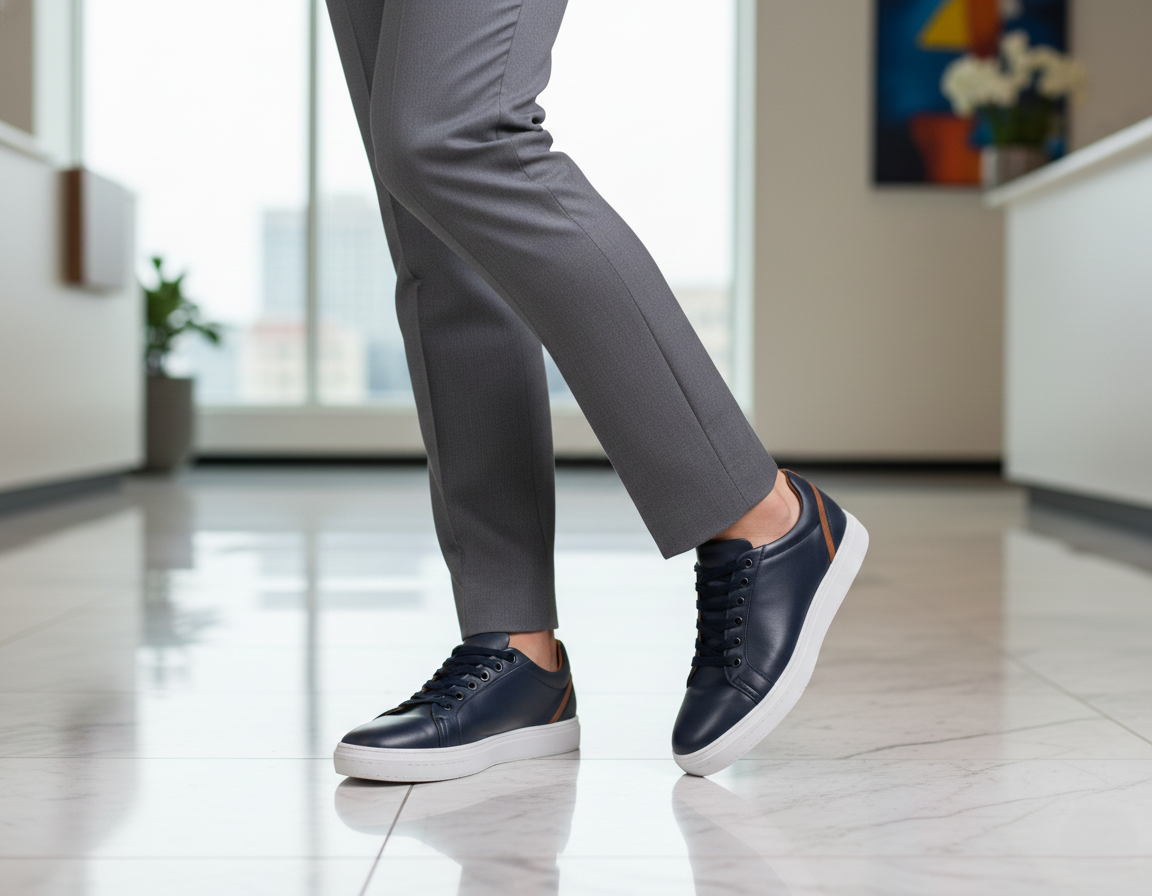 Tenis 02 Caballero Mestizo Liso Azul Marino/Miel Suela TR