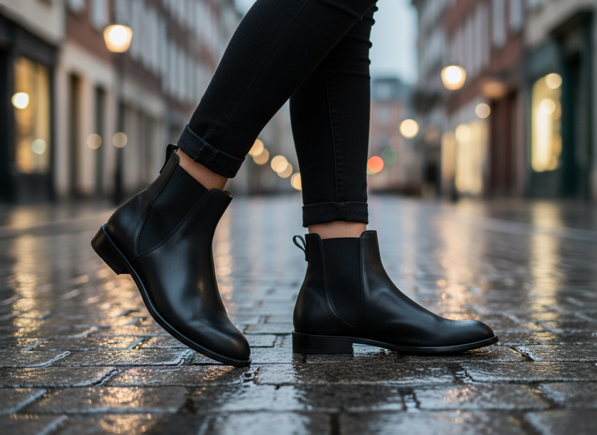 Bota 1007 Dama Becerro Negro Suela Cuero