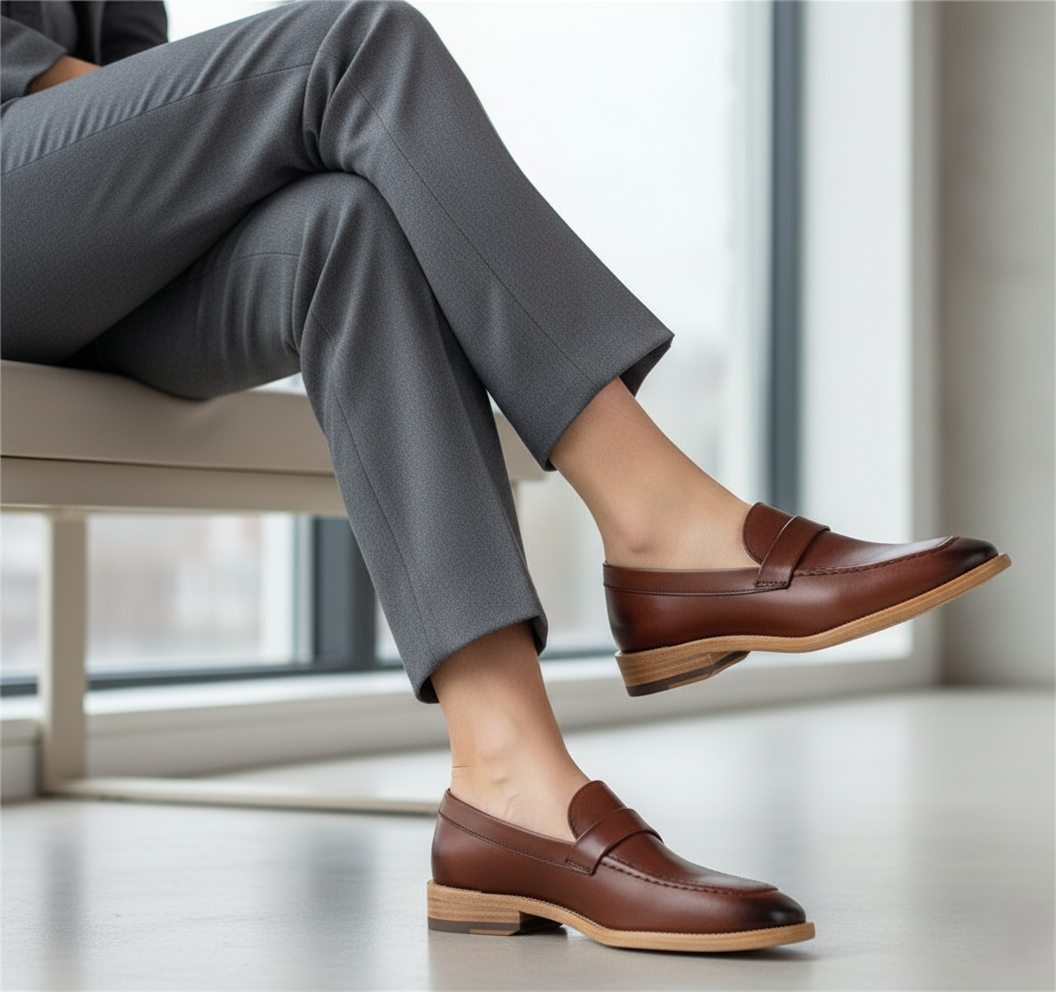 Zapato 1201 Dama Becerro Café Capuchino Suela Canto Natural