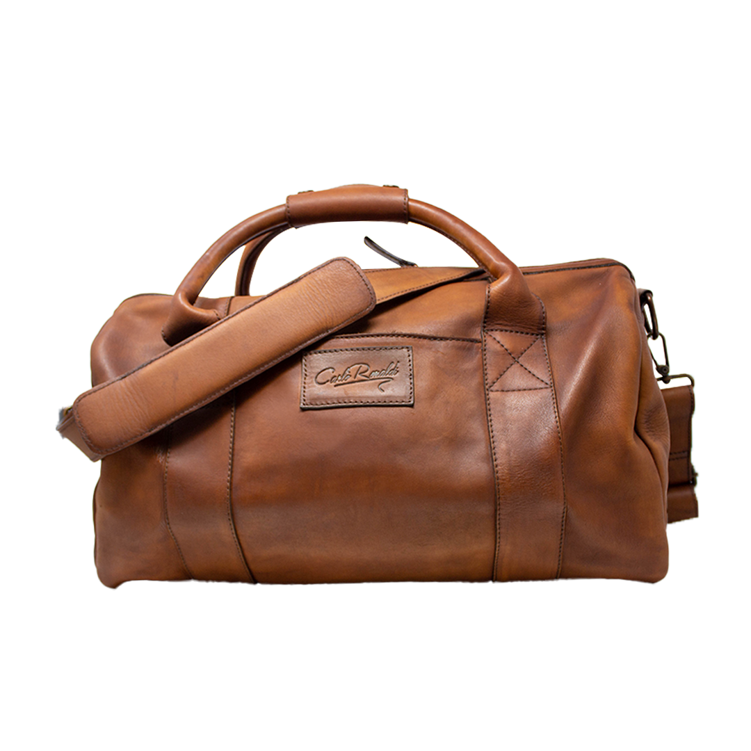 Duffel Bag Maleta de Viaje Piel Res Premium Cafe Brown con Efectos