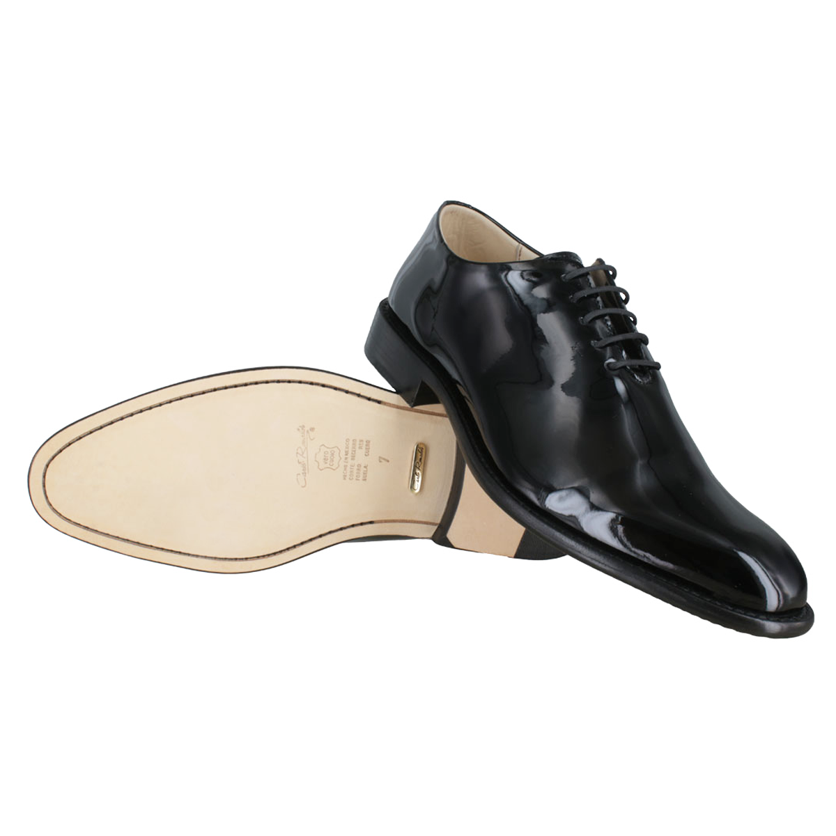 Zapato 1009 Caballero Charol Negro Suela Cuero