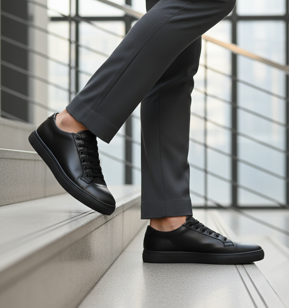 Tenis 025 Caballero Becerro Negro Suela TR