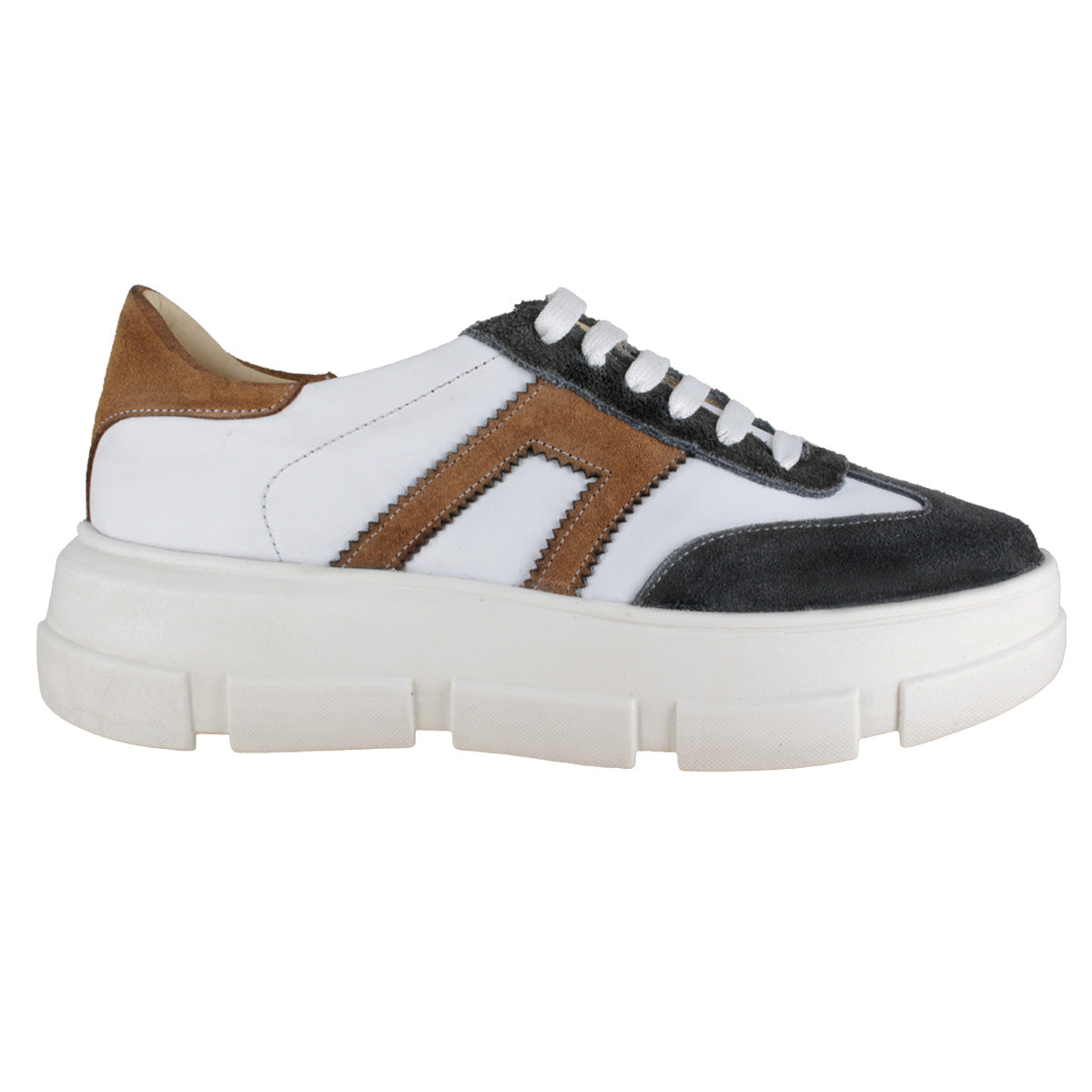 Tenis 07 Dama Trento Blanco Nobuck Gris/Arena Suela TR