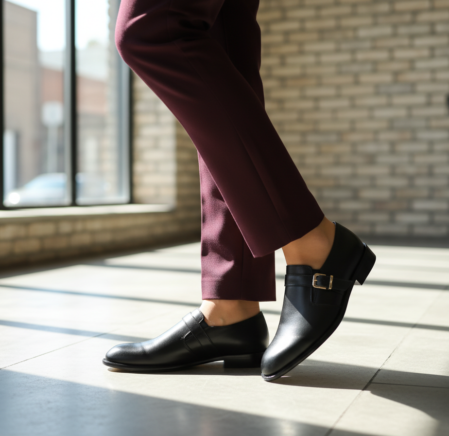 Zapato 1003 Dama Becerro Negro Suela Cuero