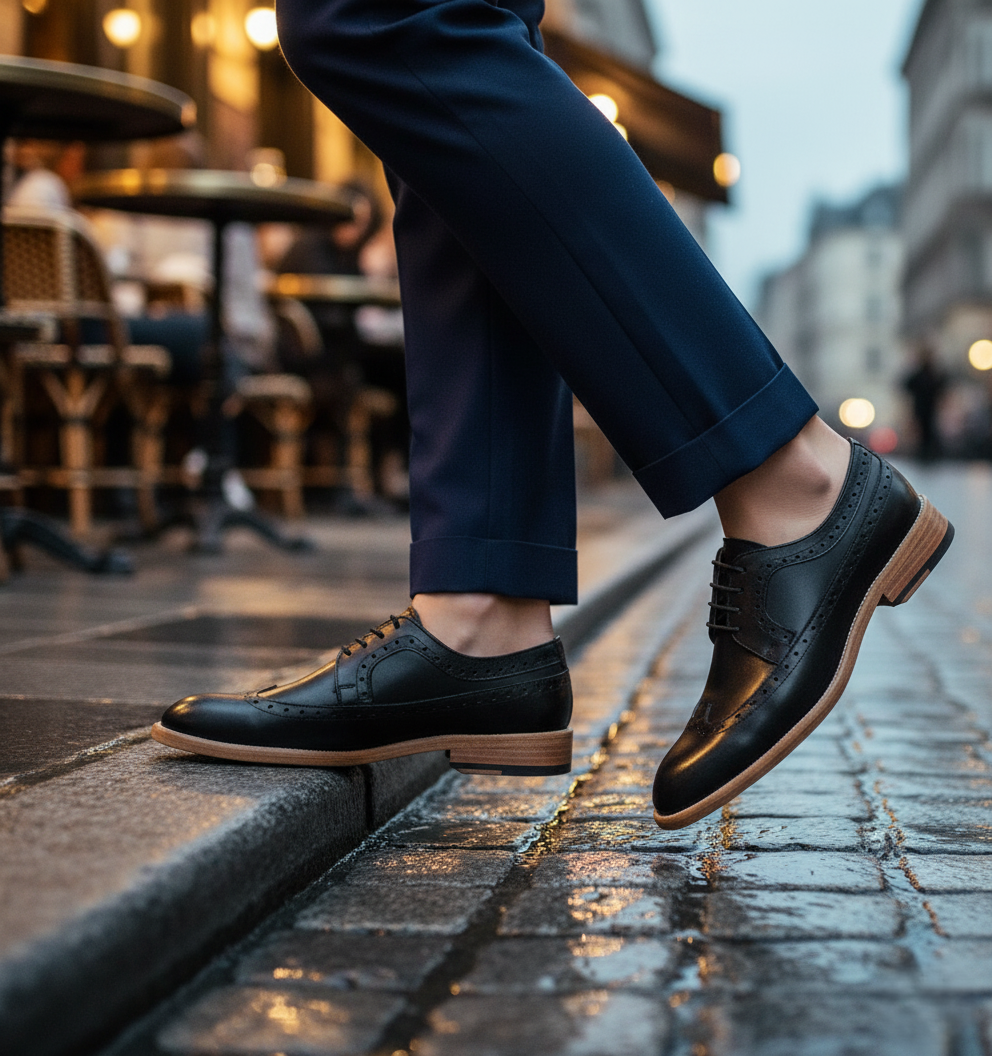 Zapato 1005 Dama Becerro Negro Suela Canto Natural