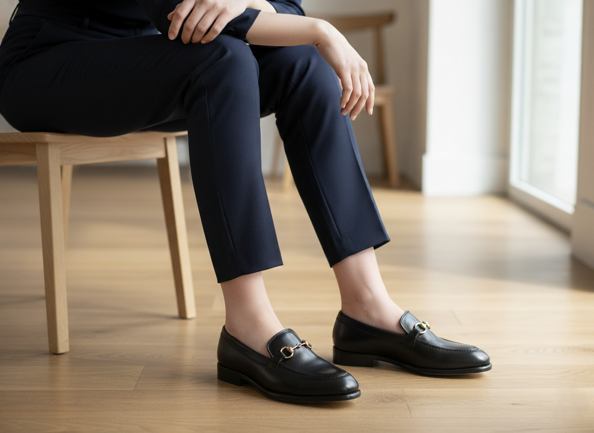 Zapato 1012 Dama Mestizo Liso Negro Suela Cuero