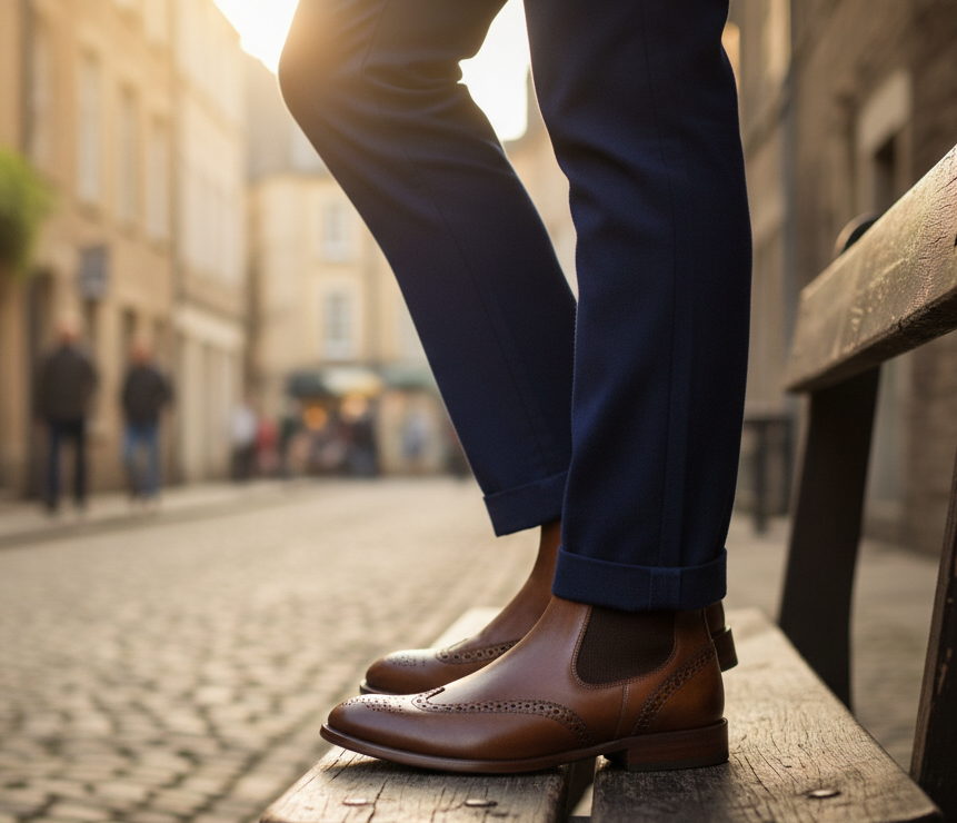 Bota 1020 Caballero Becerro Café Brown Suela Cuero XL