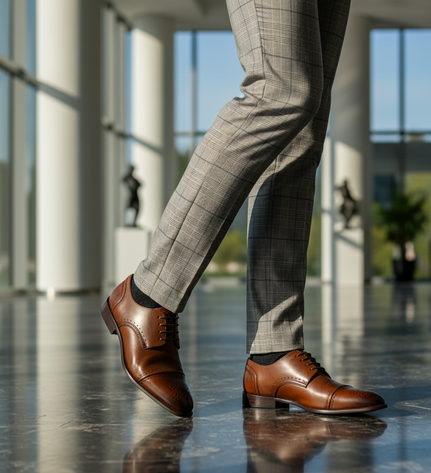 Zapato 1097 M1 Caballero Becerro Café Capuchino Suela Cuero XL