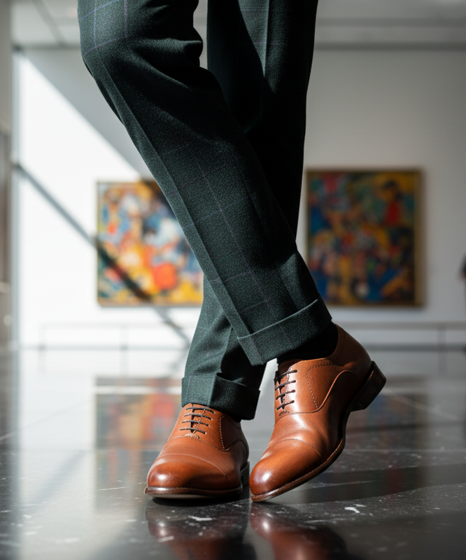 Zapato 1101 Caballero Becerro Café Capuchino Suela Cuero