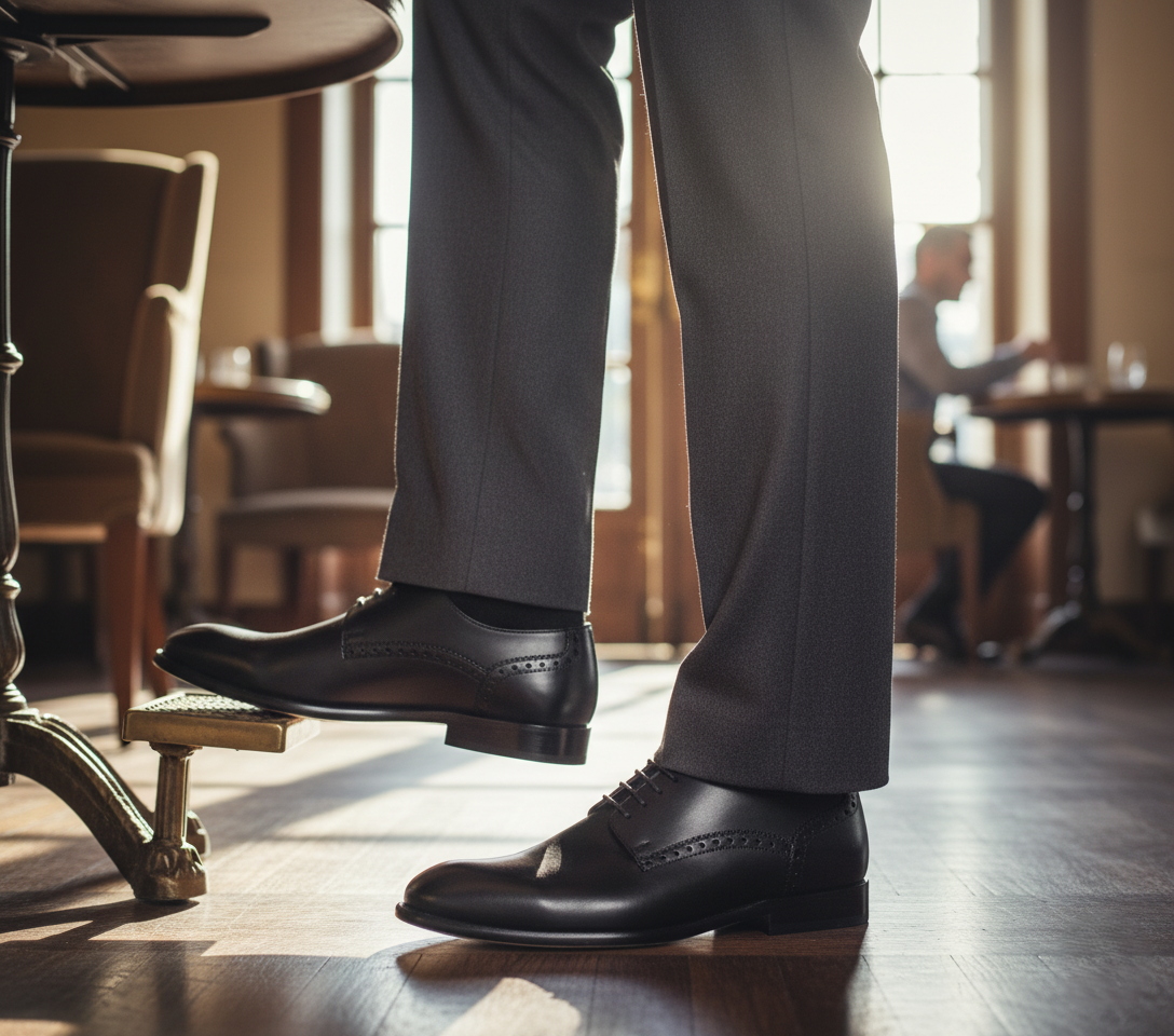 Zapato 1104 Caballero Becerro Negro Suela Cuero