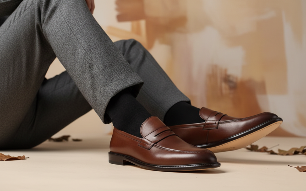 Zapato 1109 Caballero Becerro Café Capuchino Suela Cuero