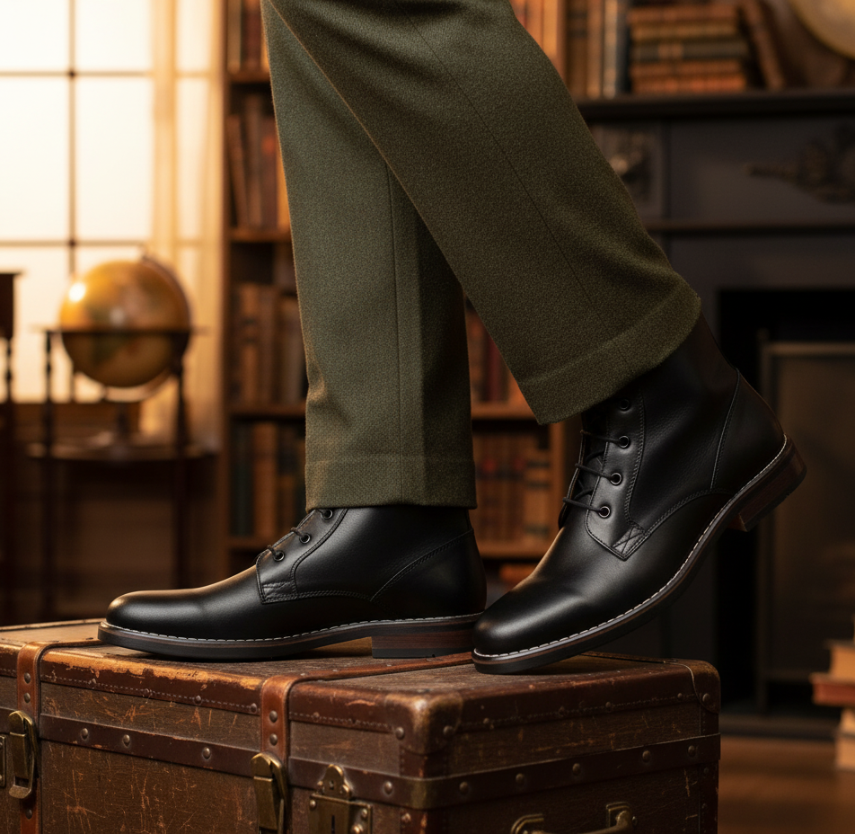 Bota 1672 Caballero Ternera Negro Suela Poliuretano