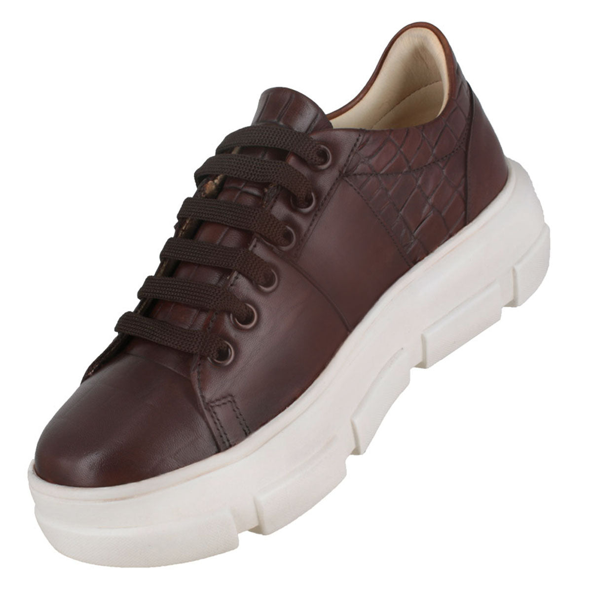 Tenis 011 Dama Becerro Cognac Grabado Cognac Suela TR