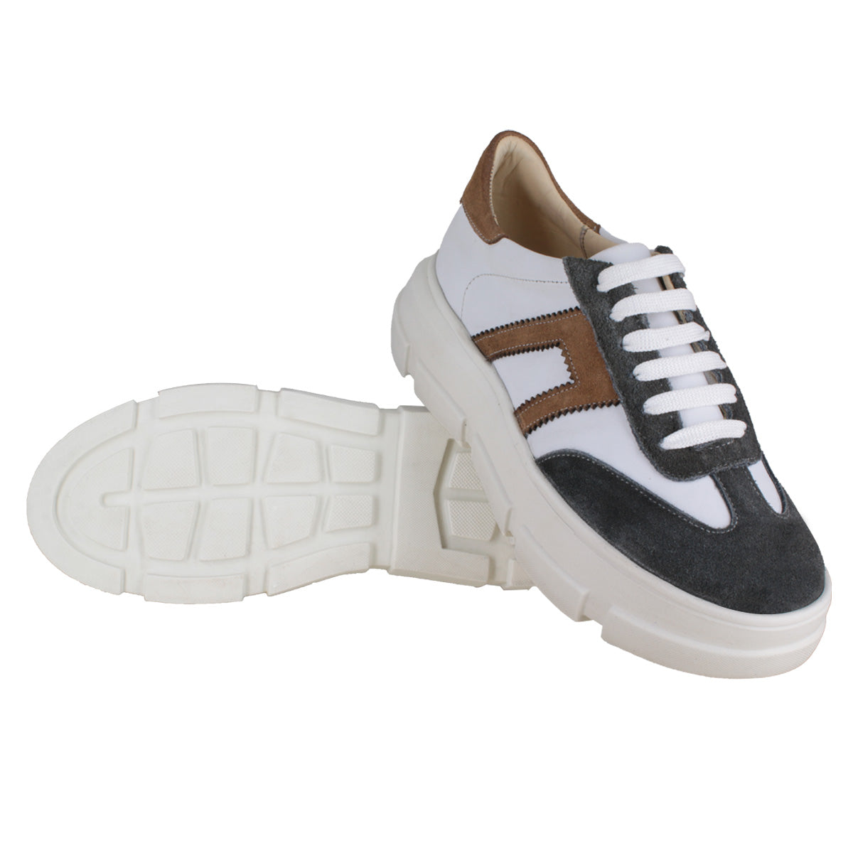 Tenis 07 Dama Trento Blanco Nobuck Gris/Arena Suela TR