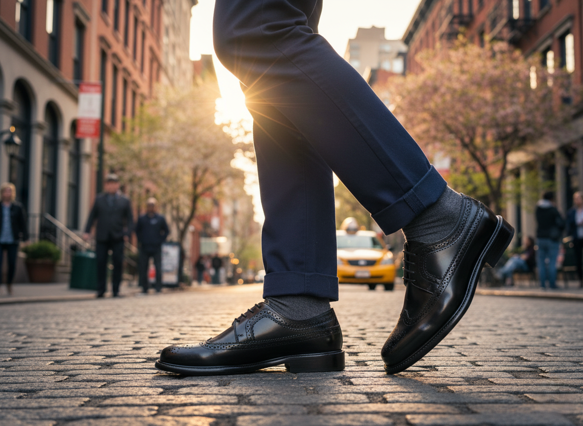 Zapato 2103 Caballero Camaleón Negro Suela Cuero