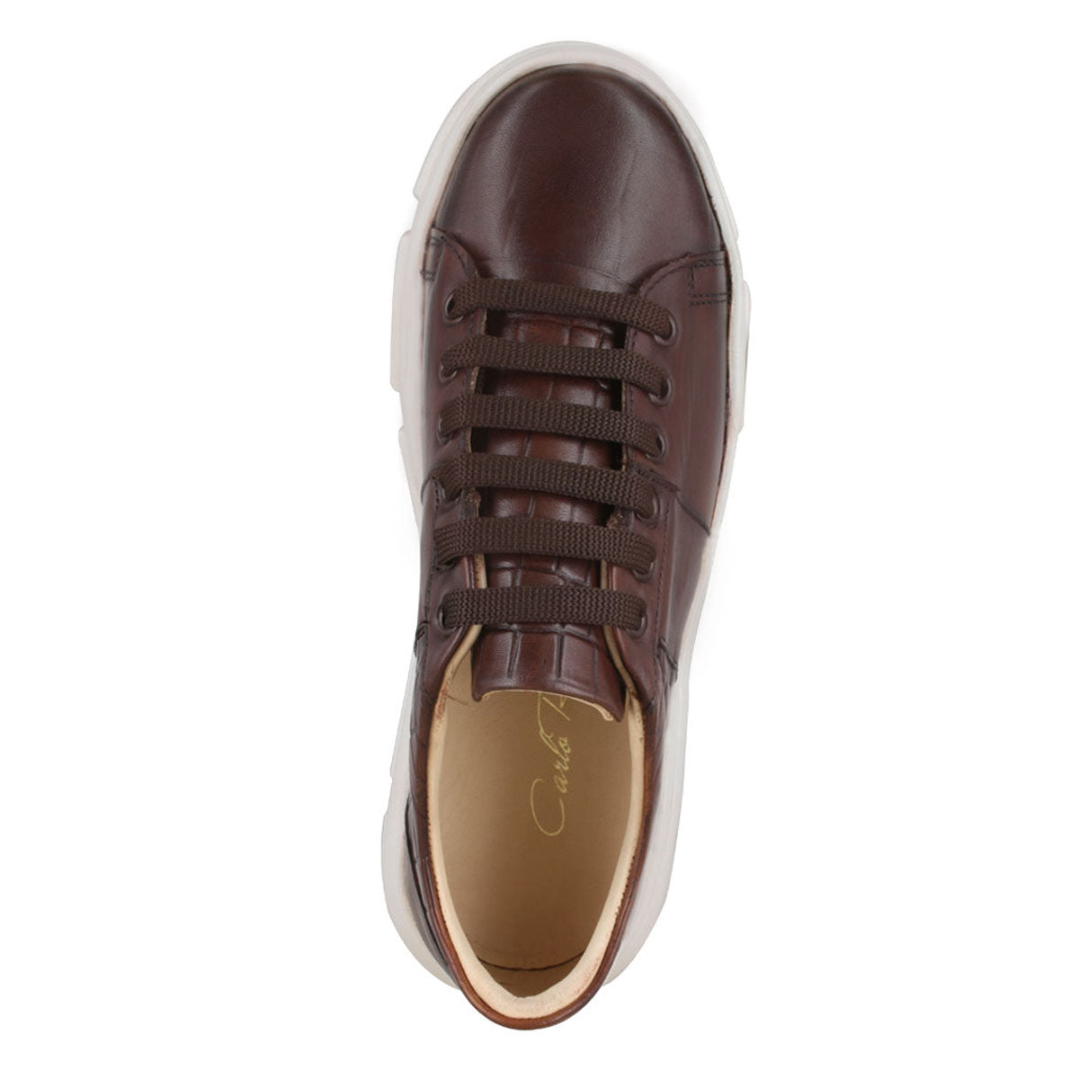 Tenis 011 Dama Becerro Cognac Grabado Cognac Suela TR